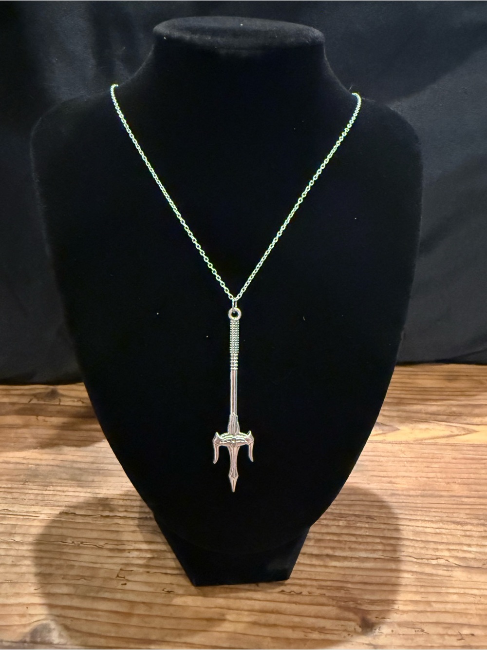 Silver trident necklace